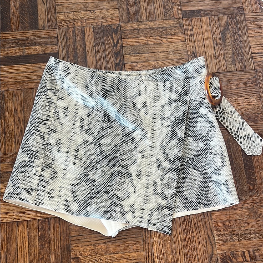 Zara Black and Tan snake print skort with Wrap Design